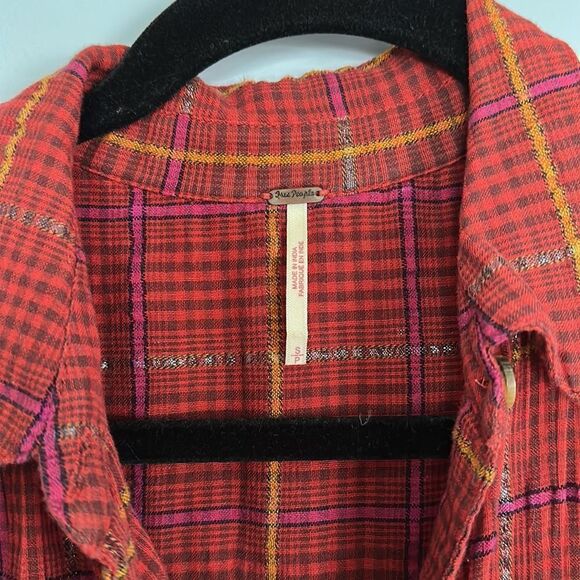 Free People ‘Break My Stride’ Metallic Button‎ Shirt - Size S - Picture 5 of 8